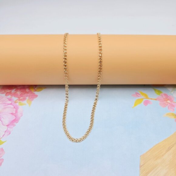 "Elegant Rose Gold Round Link Chain Necklace, 17.3 Inch Lightweight, XPNL0086 - Picture 6 of 12